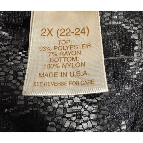 NWOT Vintage Delicates Bodysuit Womens 2X 22/24 Black Sheer Sequin‎ Sexy - Picture 12 of 15